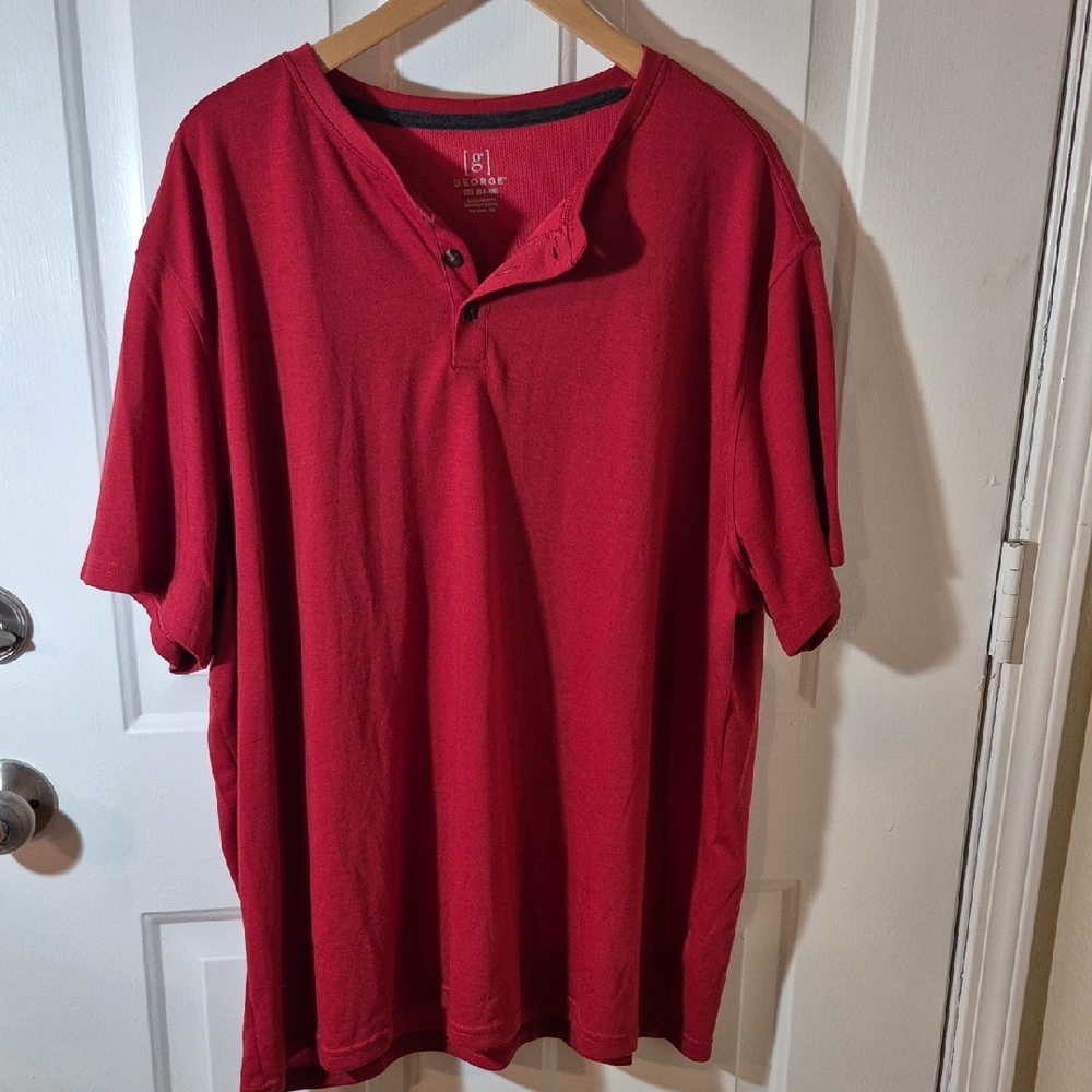George Men's Red Casual Button Down Shirt Short Sleeves Size 3XL